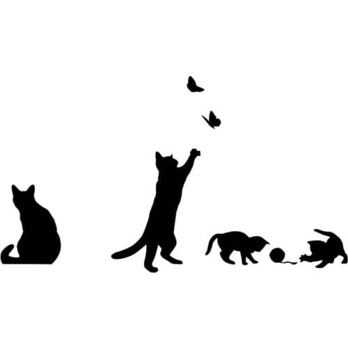 Funny Cat Butterfly Cute Animal Cars Sticker Fashion Decoration Personality PVC Waterproof Decal Black/White