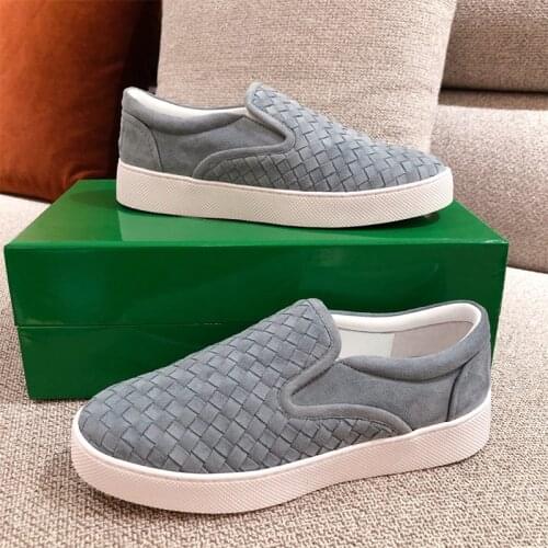 2020 Runway Weave Round Toe Genuine Leather Loafers Woman Flat With Designer Loafers Woman Comfort Women Boat Shoes For Woman