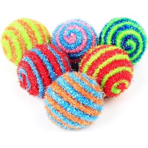 1PCS 4.5cm Random Color Cat Ball Toy Creative Funny Tinsel Cat Exercise Ball Cat Bell Toy Pet Toy Interactive Toys Pet Product