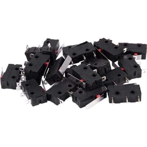 20Pcs AC 125V 250V 5A SPDT 3-Pin Momentary Plastic Micro Limit Switch Black+Silver