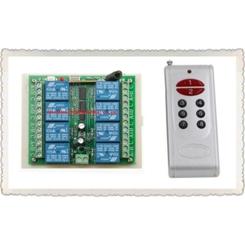 8 channel radio remote control/remote control DC12V 8ch 8 relays remote control transmitter with 1pcs receiver