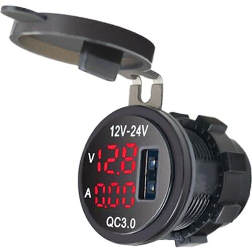 Car USB Charger Socket Adapter Power Outlet with Voltage Display Voltmeter with Led Digital Display for 12-24V Car Boat Motorcy