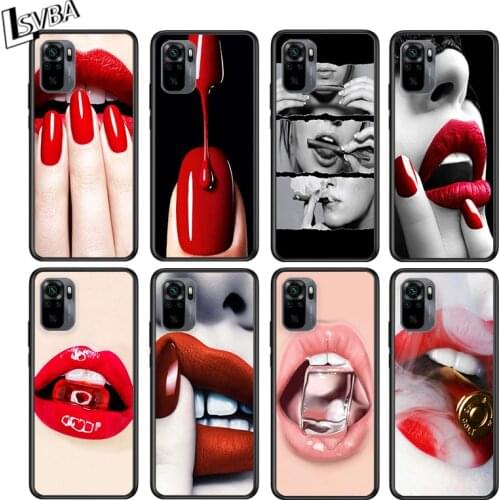 Sexy Lips Kiss for Xiaomi Redmi Note 10 10S 9 9T 9S 9Pro Max 8T 8Pro 8 7 6 5 Pro 5A 4X 4 Soft Black Phone Case
