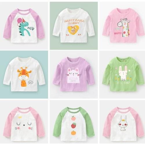 Girls Spring and Autumn Long Sleeved T Shirt Fashion Pure Cotton All Match T shirt Baby Casual and Comfortable