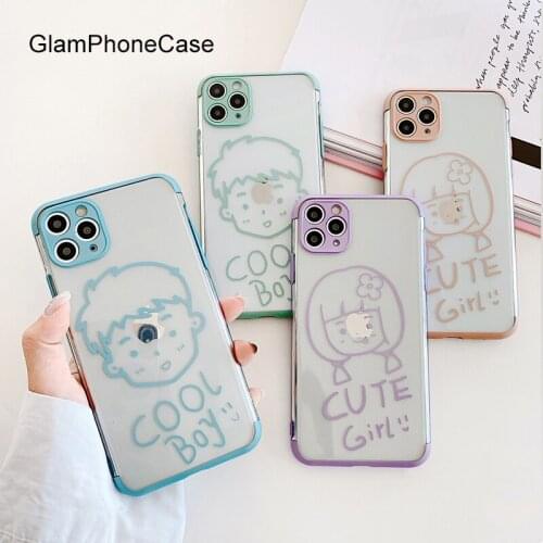 GlamPhoneCase Cute Boy Girl Phone Case For iPhoneSE 2 11Pro/Max X XS Max XR Soft Silicone Cover For iPhone11 7 8Plus Case