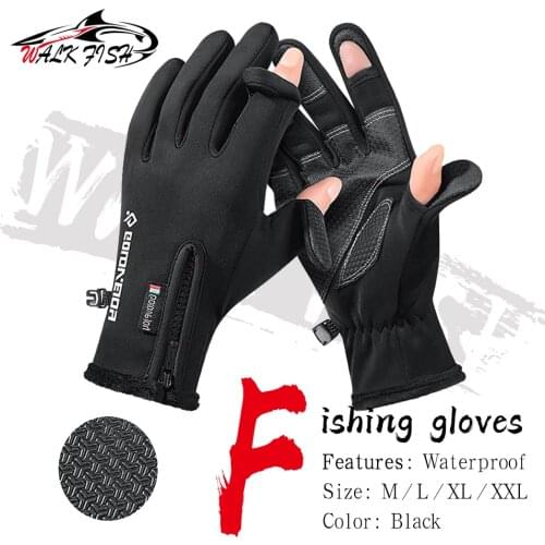 WALK FISH Fishing Gloves 2 Finger Flip Waterproof Windproof Outdoor Photograph Warm Protection Winter Women Men Gloves