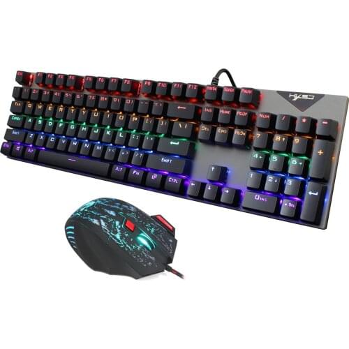 RGB Mechanical Gaming Keyboard Computer Mouse Gamer Set 104key PCKeypad 5500DPI 7Key Wired Gaming Mouse For PC Laptop клавиатура