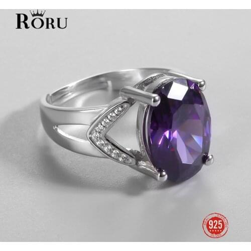 S925 Sterling Silver Open Rings Purple Zircon Ring Vintage Luxury Temperament Rings Gift Fine Jewelry for Women