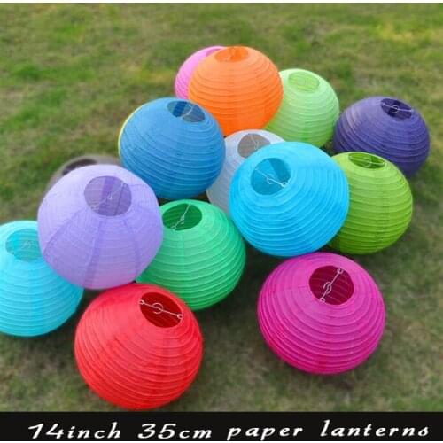 10 Pieces 14 Inch 20 Colors Round Lampshade Chinese Paper Lanterns For Festival Supplies Party Wedding Decoration