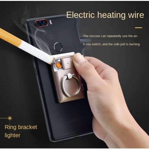 Mobile Phone Holder USB Lighter Windproof Rechargeable Personality Plasma Flameless Electric Lighters Gadget Mens Gift Portable
