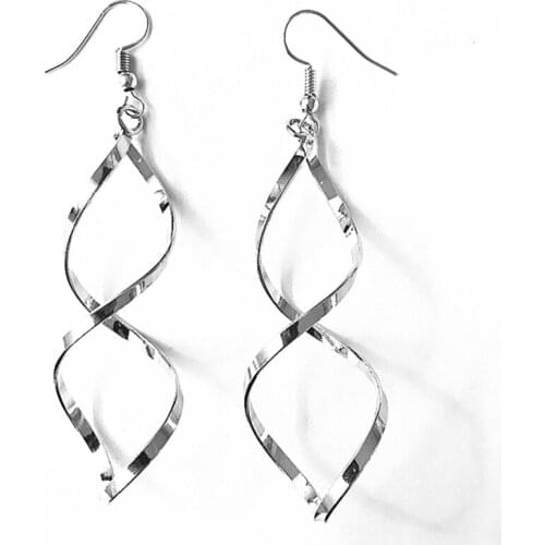 Fashion Simple Spiral Curved Earrings Creative Wave Curve Design Pendant Earrings Temperament Exaggerated Earring Friend Gift