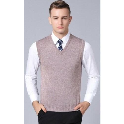 V Neck Men Sleeveless Knitted Tank Top Jumper Business Sweater Soft Plus Size Comfortable Soft Solid Colors Are Versatile 2020