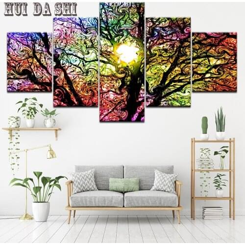 Wall Art Canvas Modular Pictures Living Room Decor 5 Pieces colorful Trees Abstract Paintings Landscape Prints Posters Framework
