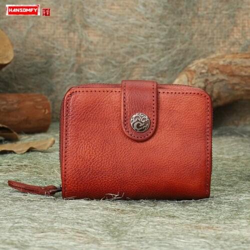 2020 New Retro Casual Leather Mini Purse Women Wallet Coin Purse Card Holder Ladies Short Wallets Small Cowhide Leather Female