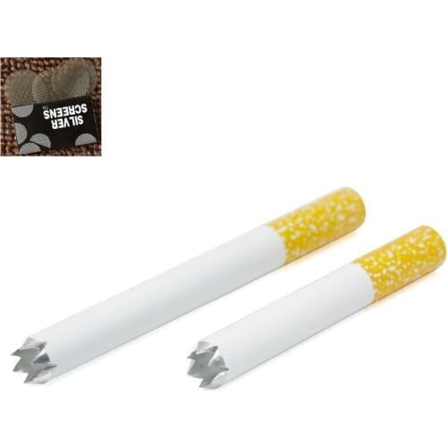 The New 78mm smoking pipe cigarette metal tip tooth shape pipe forming tube fittings tobacco cigar pipe fittings