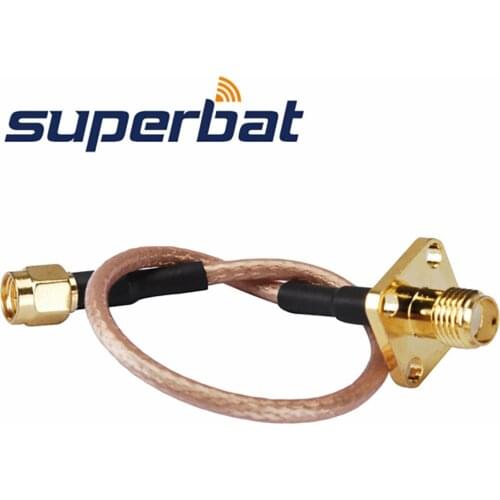 Superbat SMA Jack Panel Mount Straight to SMA Plug Straight Pigtail Cable RG316 30cm for Wifi Antenna