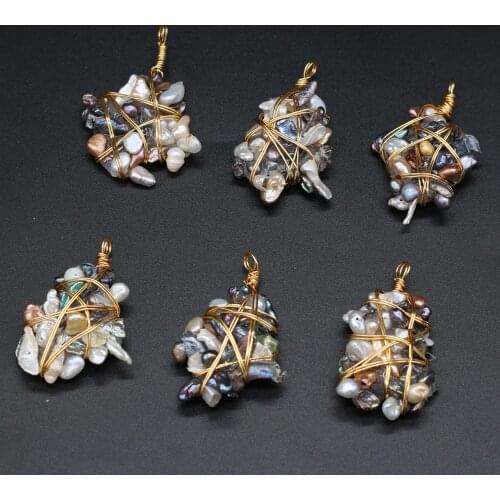Fine Natural Freshwater Pearls Pendants Irregular Gold Color Wire Wrap Pearl for DIY Necklace Earrings Making Jewelry Gift