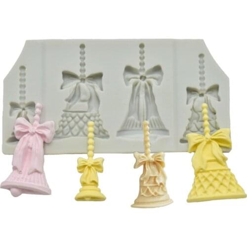 4 Holes Christmas Bell Silicone Mould DIY Fondant Cake Chocolate Pastry Baking Accessories Kitchen Dessert Christmas Decoration