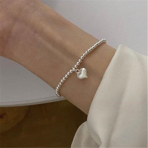 925 Sterling Silver Tassel Heart Charm Bracelet &Bangle For Women Girls Party Jewelry SL327