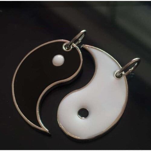 Alloy Enamel TaiChi Yin Yang Couple Charms For Necklace Keychain Jewelry Making