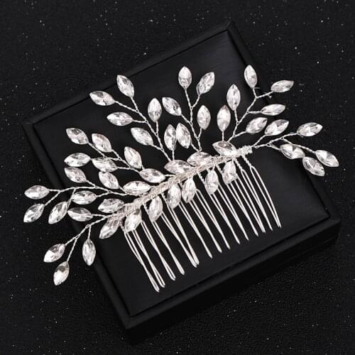 Wedding Rhinestone Hair Comb Bride Head Ornaments Wedding Hair Combs Hair Accessories Bridal Womens Crystal Jewelry Accessories