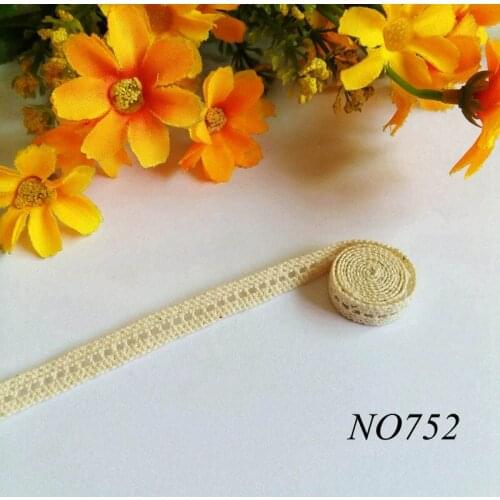 Apparel Sewing Fabric 10 Yards DIY Ivory Cream Black Trim Cotton 7mm Crocheted Lace Fabric Ribbon Handmade Accessories for Craft