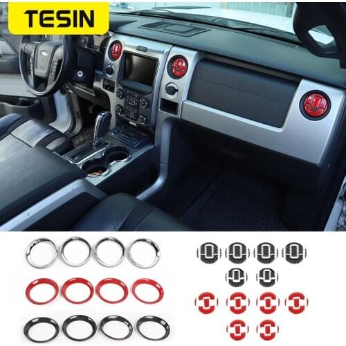 Interior Mouldings for Ford F150 2009-2014 Carbon Fiber Air Conditioner Vent Outlet Frame Cover Trim for F150 Raptor Accessories