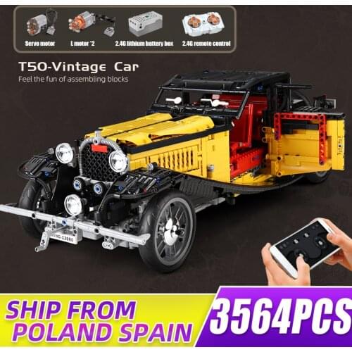 MOULD KING 13080 High-Tech Building Block The MOC T50 Vintage Car Assembly Bricks Car Model Educational Kids Toys Birthday Gifts