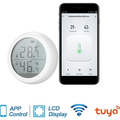 TUYA ZIGBEE WiFi Thermometer Humidity Sensor Hygrometer Temperature Sensor Gauge with App Notification Alert with Alexa for home