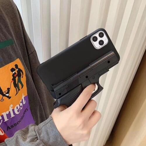 Funny 3D Fun Pistol Phone Case For Apple IPhone 12 Pro Max Case 11 X XR XS 6s 7 8Plus For Huawei Mate20 P30 P40 Cover Spoof Gift