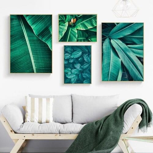 Green Leaves Plant Home Decor Nordic Canvas A Painting Wall Art Poster Living Room Bedroom Fresh Realist Modern Backdrop Print