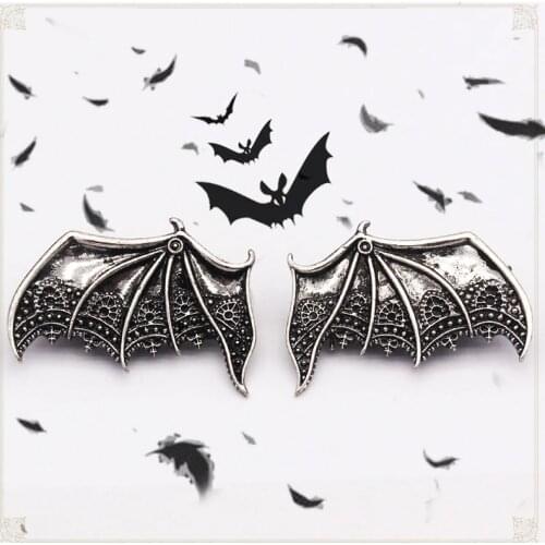 HUANZHI 2020 New Punk Gothic Vintage Matte Black Silver Colour Vampire Bat Wings Alloy Hair Clip Hair Accessories for Women