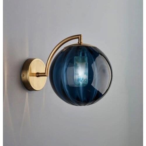 Gold Metal Nordic Colorful Glass LED Wall Light For Bedroom Bedside Parlor Bathroom Corridor Wall Sconce Lamp