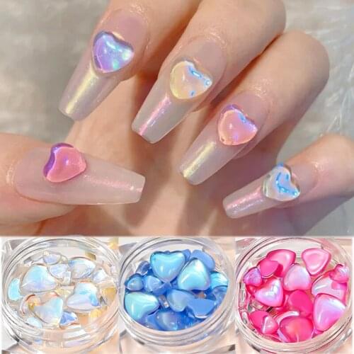 1 Box Heart Shape Nail Rhinstones Candy Color Stones Mixed Size DIY Tips Nail Art Decorations Manicure Gems Accessories Strass