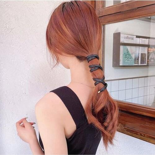 2021 Personality PU Leather Hair Ties Women Hair Rope Braiding Ponytail Holder Bands Simple Bandage Hair Scrunchies Accessoires