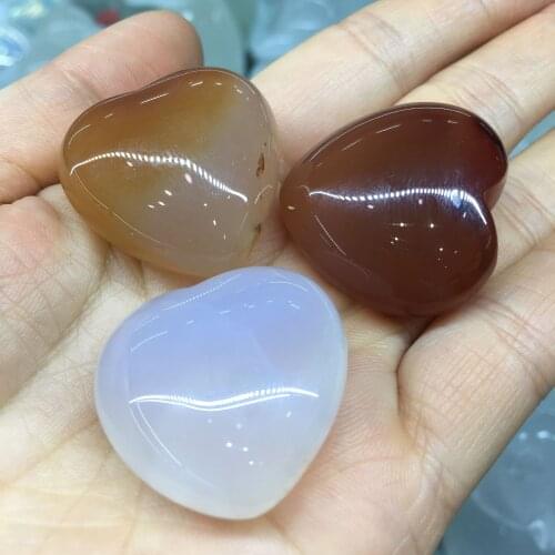 3PCS Natural red agate crystals heart home decoration crystal healing stones 30*30MM