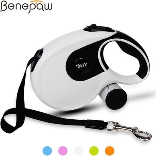 Benepaw Premium 8M Dog Leash Retractable Automatic Medium Large Pet Leash And Poop Bag With Removable Holder Pet Supplies Lead