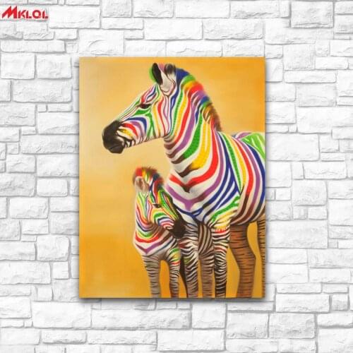 Large Wall Art Zebra Mother Canvas Painting For Living Room Home Decoration Oil Painting On Canvas Wall Painting Unframed