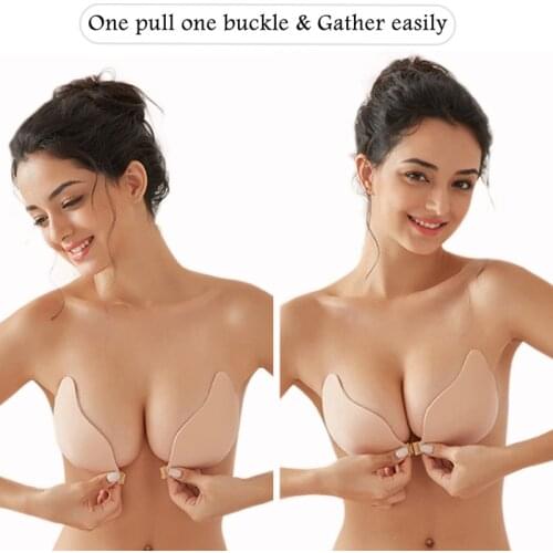 Invisible Bra Sexy Strapless Women Backless Bralette Sticky Adhesive Seamless Silicone Push Up Brassiere Lingerie Plus Size E F