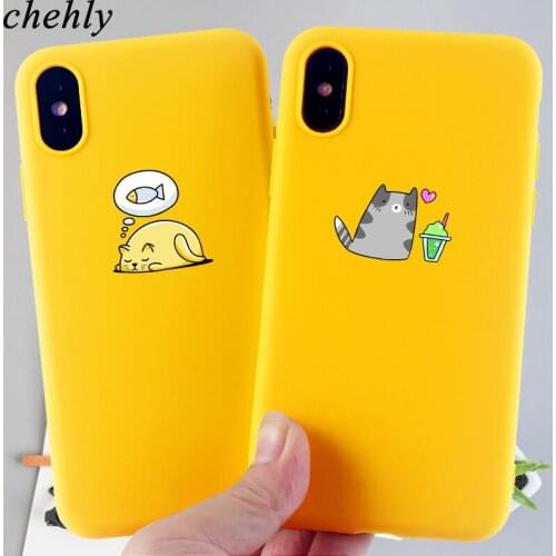 Funny Phone Case for IPhone 6s 7 8 11 Plus Pro X XS MAX XR Cartoon Cat Cases Soft Silicone Fitted TPU Back Accessories Covers