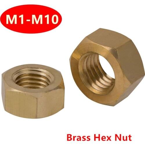 DIN934 Brass Hex Nuts M1 M1.2 M1.4 M1.6 M2 M2.5 M3 M4 M5 M6 M8 M10 brass Hexagonal nut screws nuts