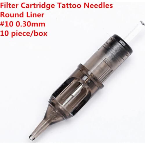 Original Filter Cartridge Tattoo Needles Round Liner #10 0.30 mm Membrane System Needles for Cartridge Machine Grip 10pcs/lot