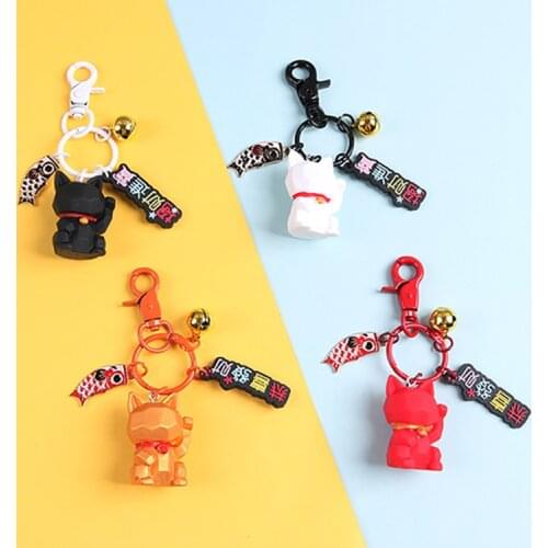 Creative Lucky Cat Keyring Cute Cartoon PVC Keychain Lovely Women Couple Car Key Chains Bag Decoration Pendant Ornament Gifts