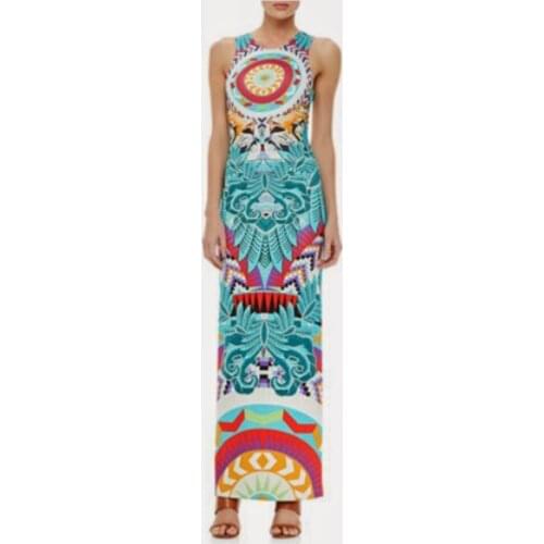 Hot Sale Top Fasion Summer Dress Print Womens Knitted Dress Slim Gentlewomen longer dress