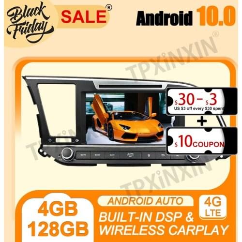 For Hyundai Elantra 2016-2018 Android 10.0 4G+128G PX6 IPS Carplay Multimedia Player Auto Radio Tape Recorder GPS Navi Head Unit