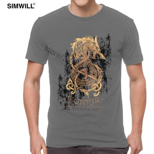The Monster Wolf Of Nordic Norse Mythology T-Shirt Mens Pure Cotton Odin Valhalla Viking Tshirt Classic Berserk Tees TV T Shirt