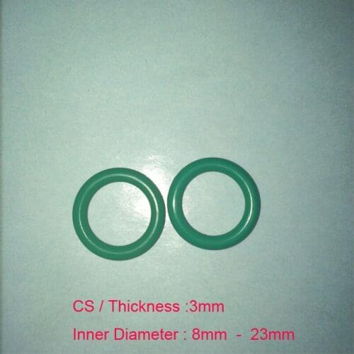 100 PCS Rubber O Ring Set CS 3mm x OD 8/9/10/11/12/13/14/15/16/17/18/19/20/21/22/23mm Fluorine Rubber Gasket Seal FKM O Ring
