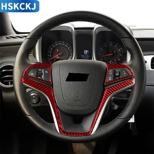 For Chevrolet Camaro 2012 2013 2014 2015 Carbon Fiber Sticker Car Steering Wheel Cover Car Accessories Steering Wheel Interior