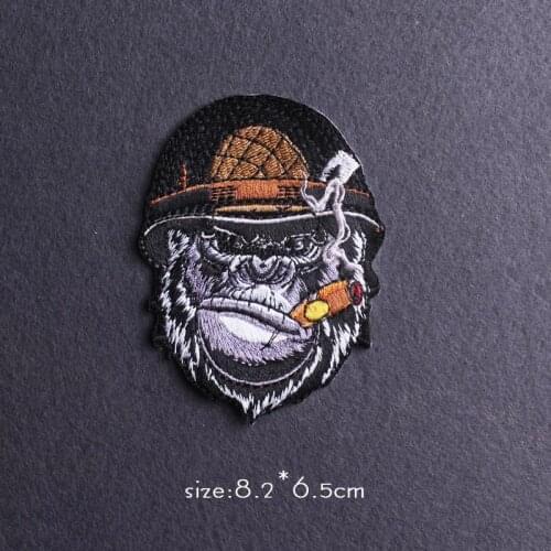King Orangutan Punk/Skull Patch Iron On Patches For Clothes Bear Patch Embroidered Patches For Clothing Stickers Stripes