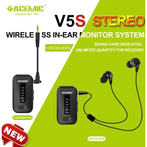 Newest ACEMIC V5S Stereo Wireless In-Ear Monitor System For Street/Band Stage Performance